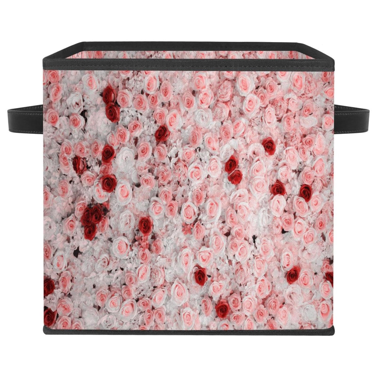 Boîte de rangement en tissu pliable et robuste à motif floral pour armoire