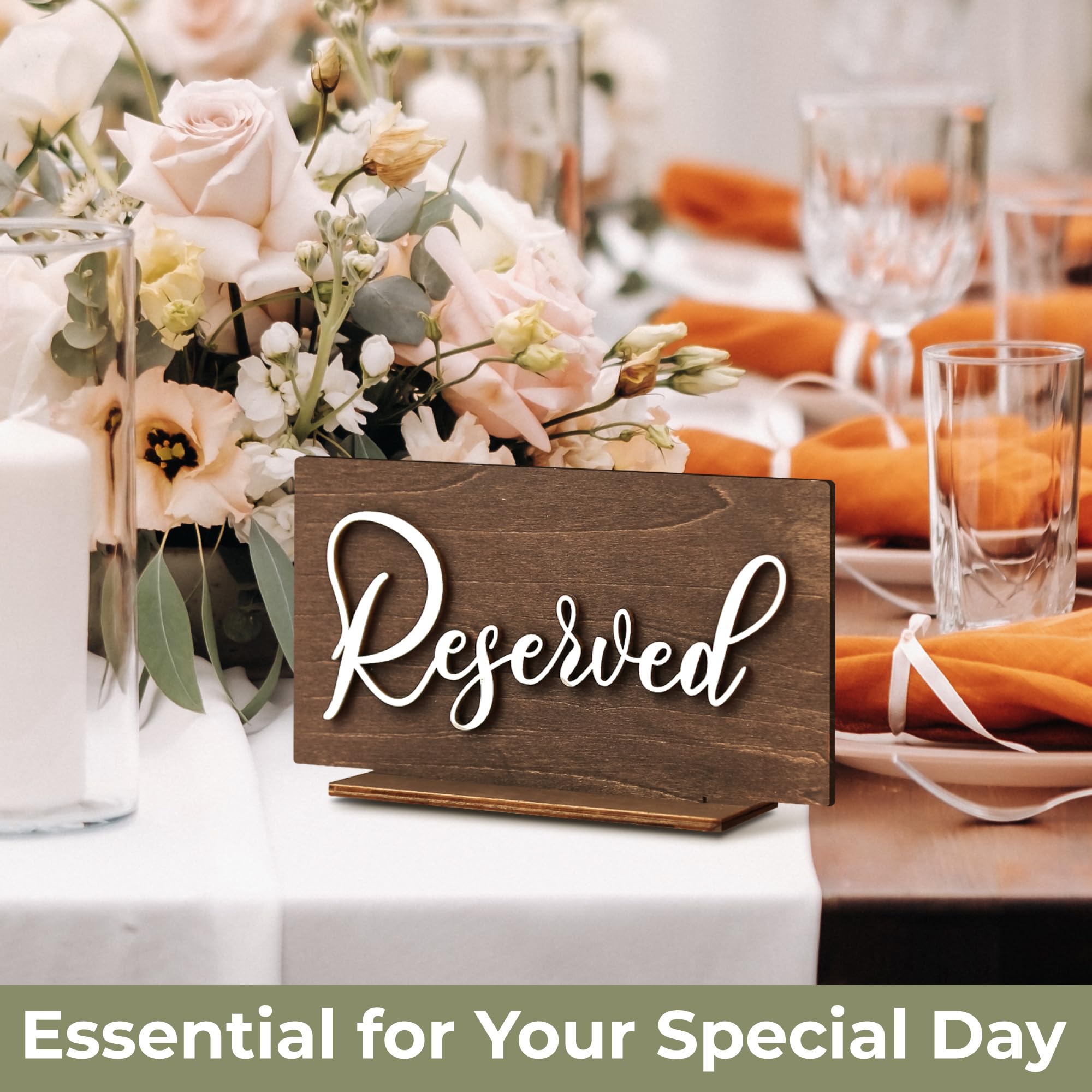 6 Stück Kunststoffschild mit Aufschrift "Reserved", Tischzelt, Hochzeitsschild, Gästereservierung, Tischsitzschild für Restaurant, Hochzeit, Stühle, schwarz (15 x 5 cm) (weiße Wörter schwarzer