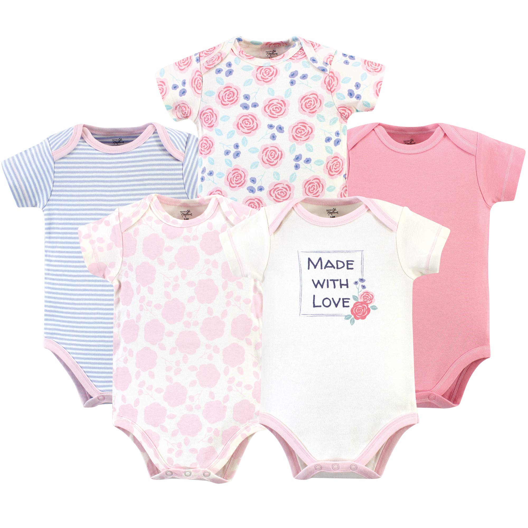 Touched by Nature Baby-Jungen Bodys aus Bio-Baumwolle T-Shirt-Set, Rosa, 6-9 Monate