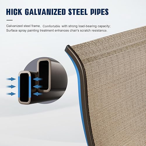 Miniatura 6 de UDPATIO Juego de 2 sillas de comedor giratorias para patio, sillas de comedor al aire libre, respaldo alto con textileno transpirable para todo tipo