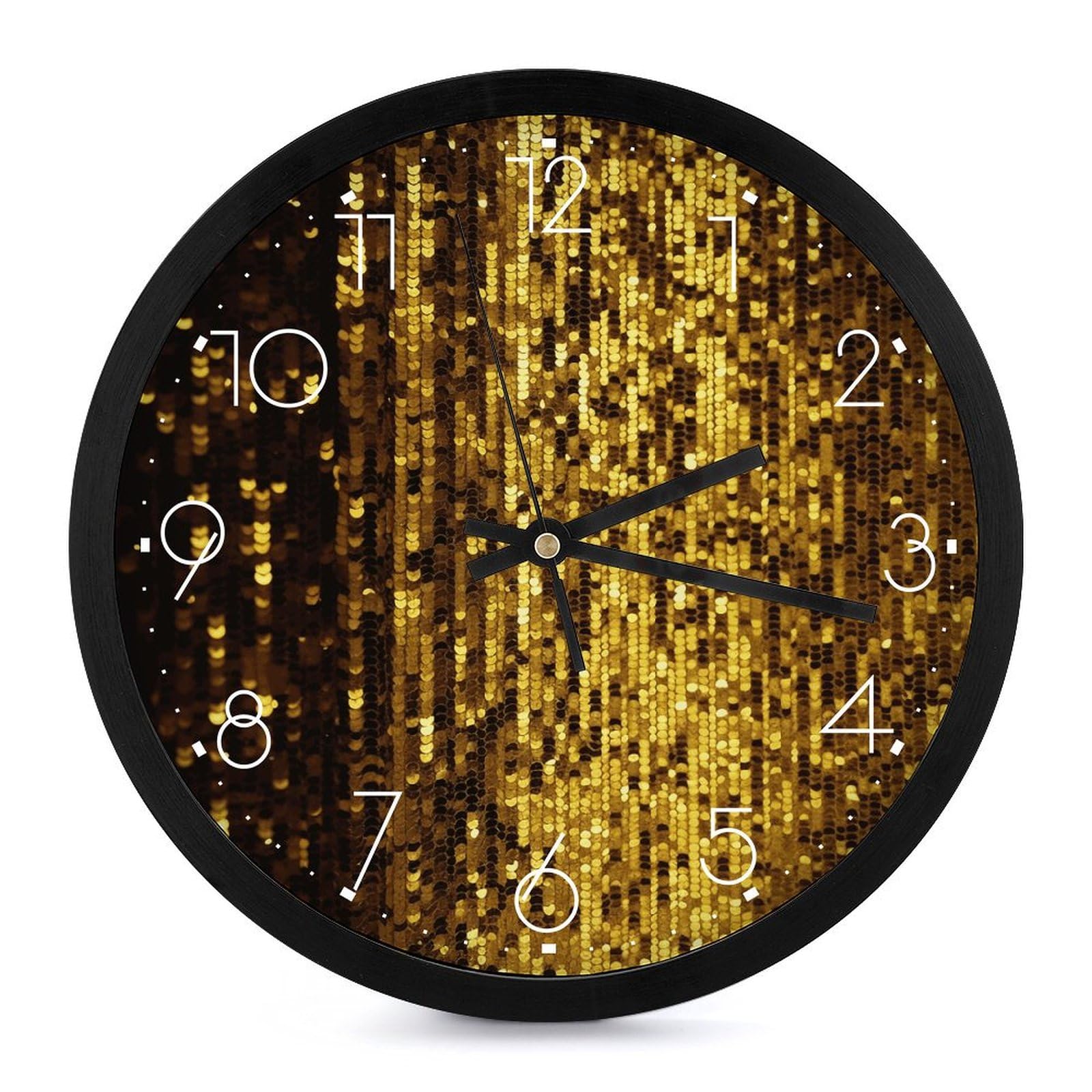 Horloge murale ronde dorée silencieuse sans tic-tac à piles
