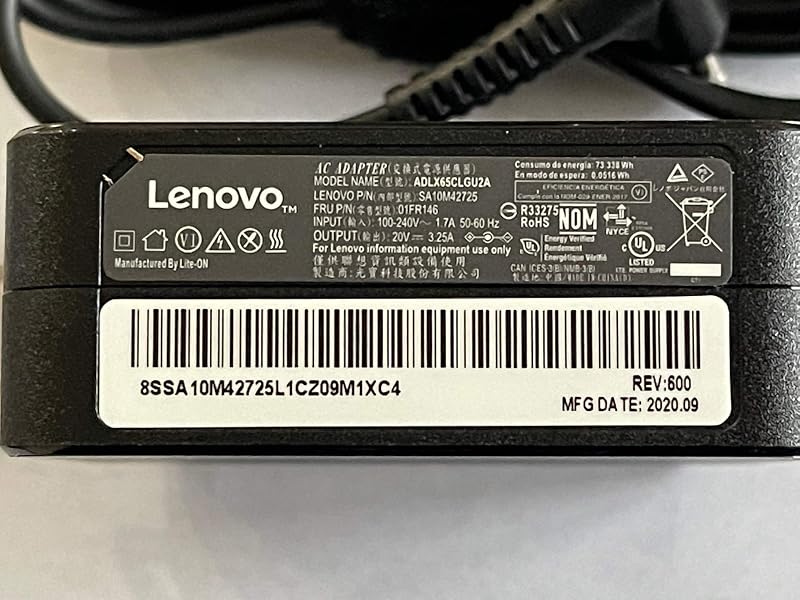 Cargador para portátil de 65 W, punta redonda pequeña (punta de 4,0 mm y 1,7 mm), adaptador de corriente de pared de CA para Lenovo Yoga ideapad Flex4, compatible con ADLX65CDGU2A 5A10K78742 01FR137