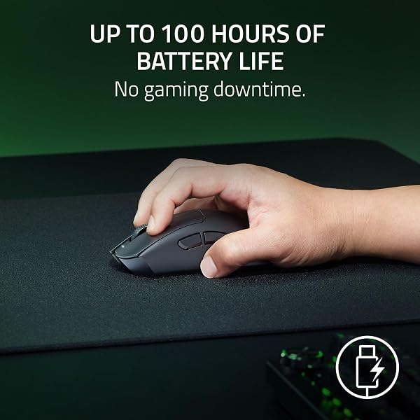 Razer DeathAdder V3 HyperSpeed - Ultra lightweight wireless ergonomic e-sports gaming mouse with 26K DPI (55g light, soft-touch coating, 100 hours battery life, HyperSpeed with 8K Hz) Black - 4