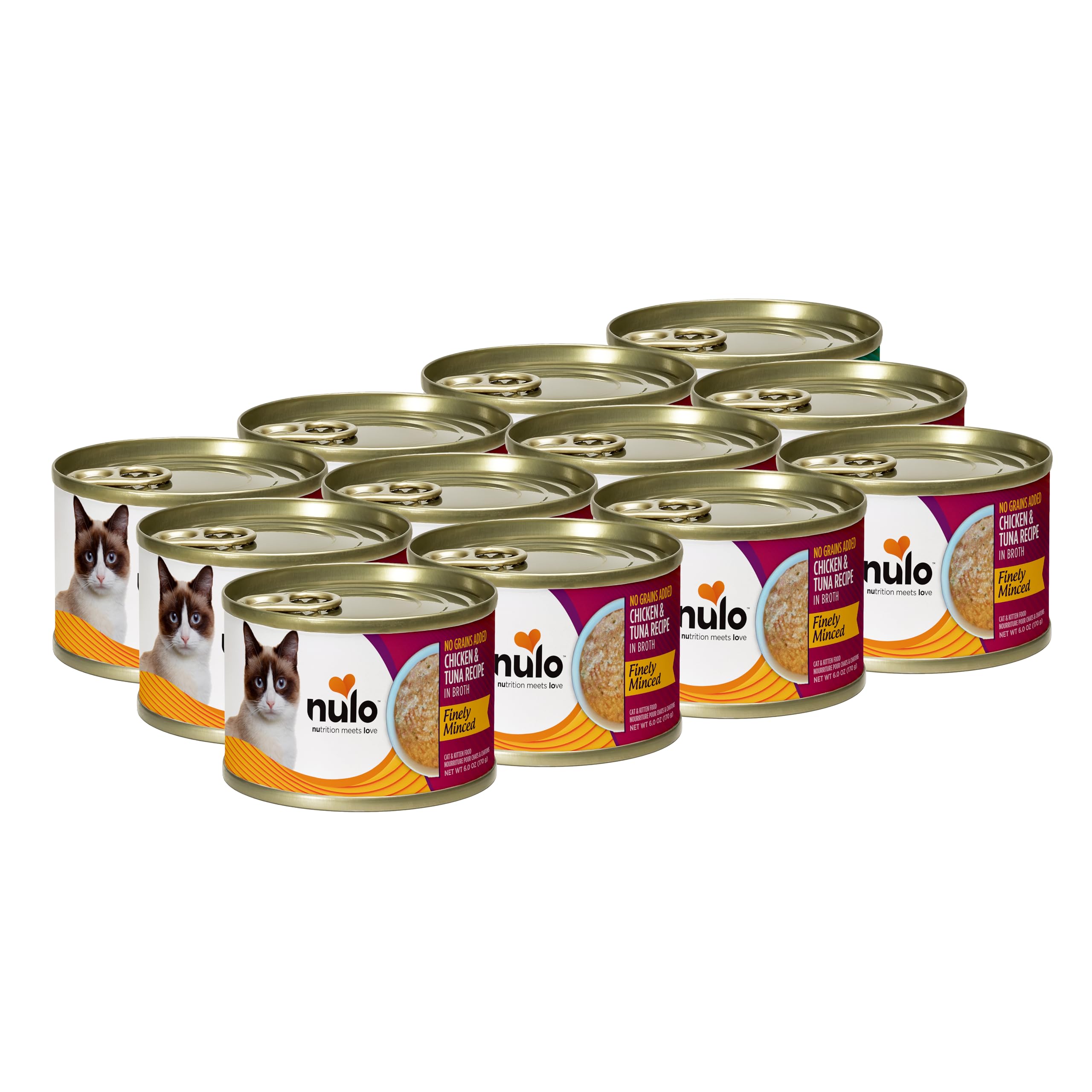 Nulo Finely Minced Chicken & Tuna Flavor Wet Canned Cat Food, 6.0 Ounce (Pack of 8)