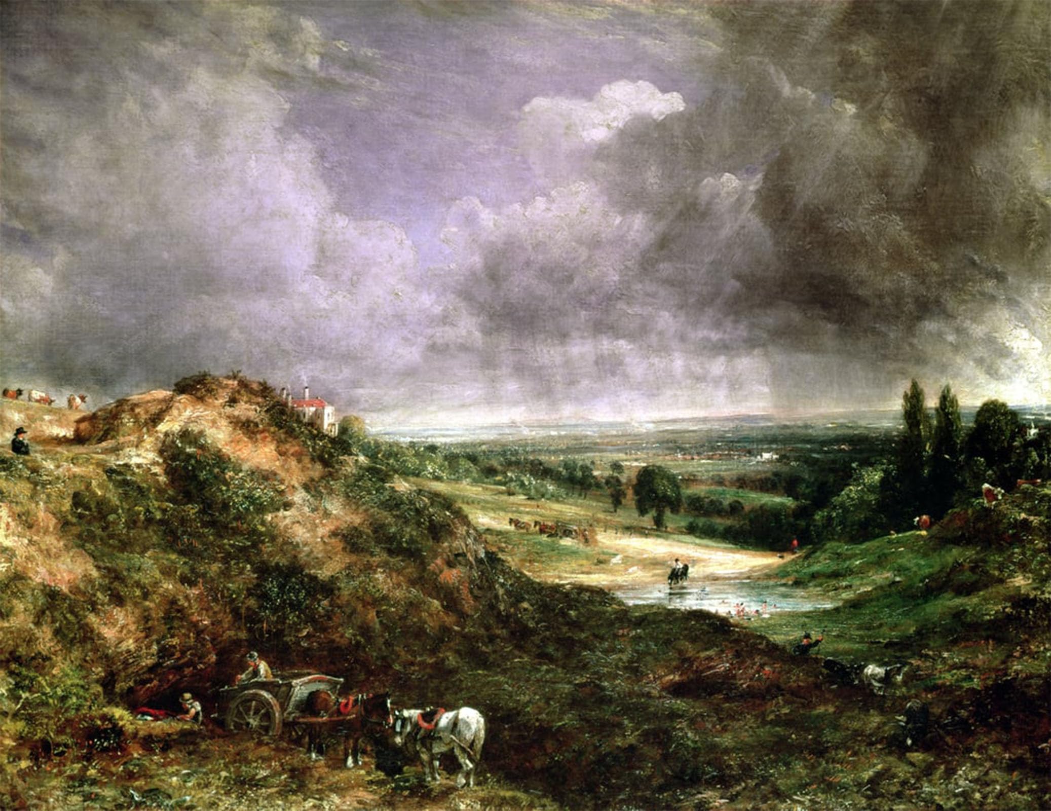 HRJUBWREE Classic Canvas Picture Art Canvas Print Modern Oil Painting Hampstead Heath by John Constable Artwork on Wall for Office Decor 60x90cm