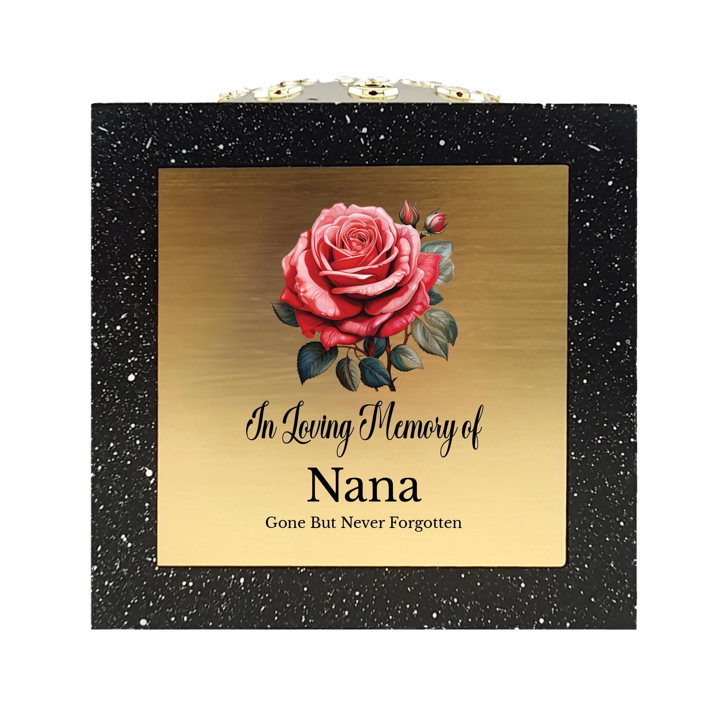 In Loving Memory Of Memorial Rose Bowl Grave Marker Flower Pot Vase With Rose Design Mammy Daddy Nan & Lots More Black/Gold (UV PRINTED) (Nana)