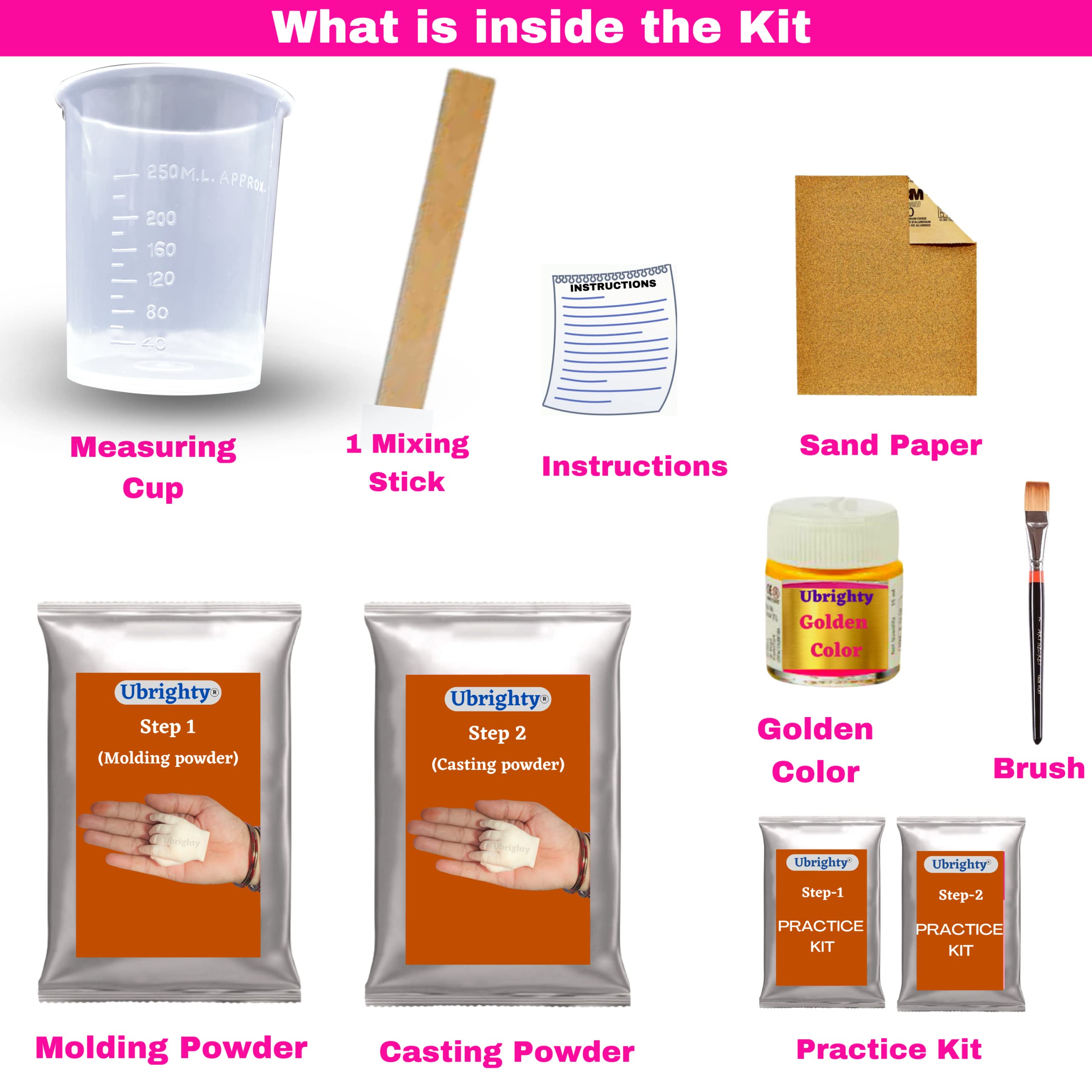 Ubrighty 3D Baby Casting Kit | Hand Print and Foot Print, Printing kit, Molding Clay, Moulding Powder for Hand and Foot Casting, (Standard) 1