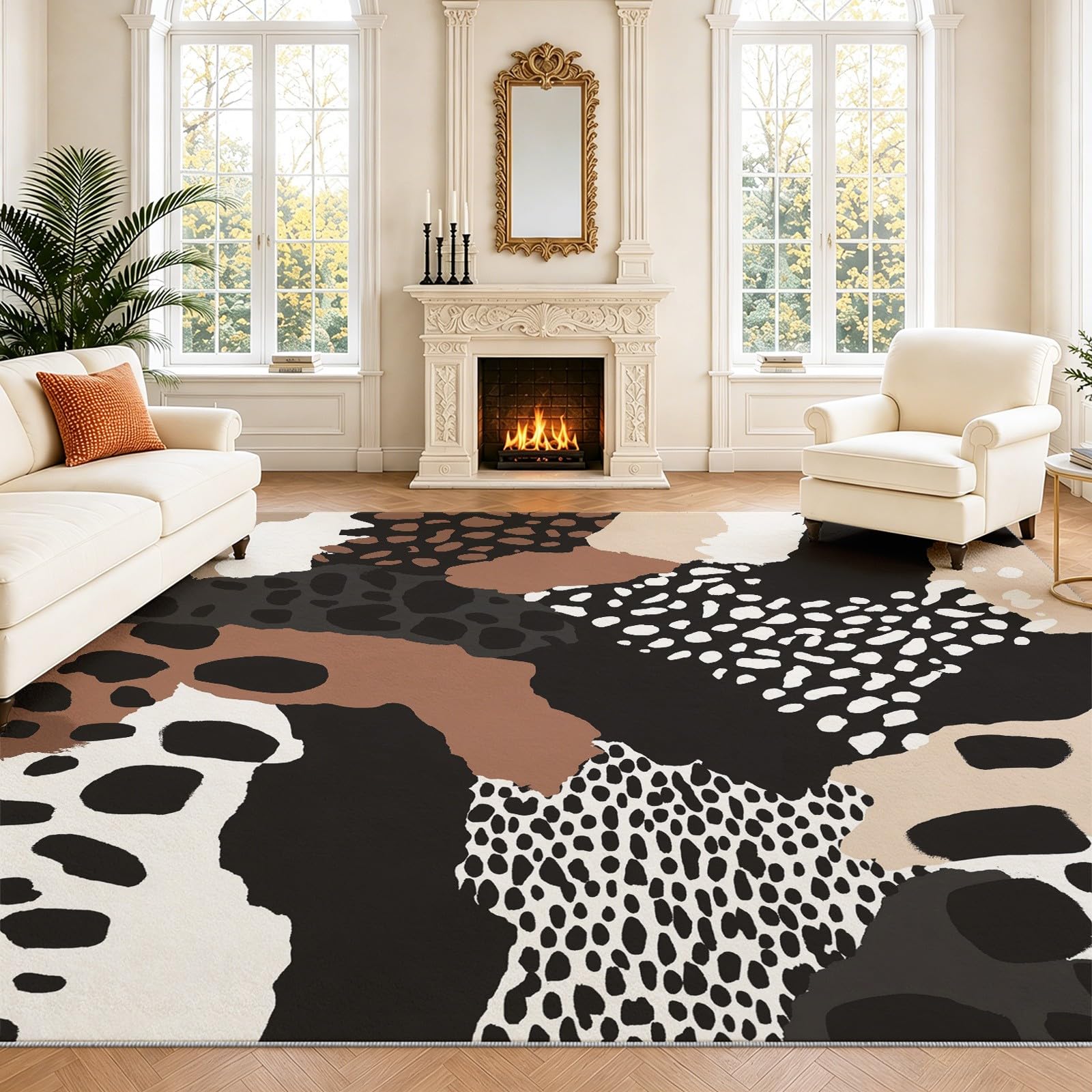 Alfombra de salón urbana y moderna de 140x200 cm con base antideslizante para el dormitorio