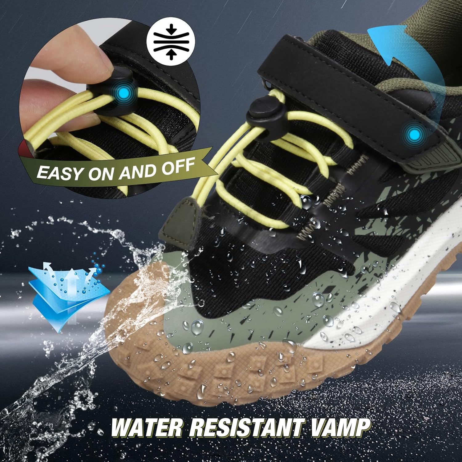 UOVO Boys Hiking Shoes Waterproof Running Fashion Sneakers Breathable Lightweight Non-Slip Outdoors Trekking Sports(Toddler/Little/Big Kids)