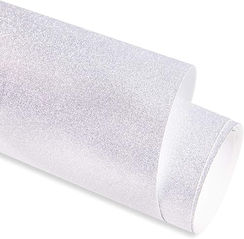 Rollo de vinilo adhesivo permanente con purpurina plateada de 12 pulgadas x 6 pies para decoración interior del hogar, manualidades, decoración