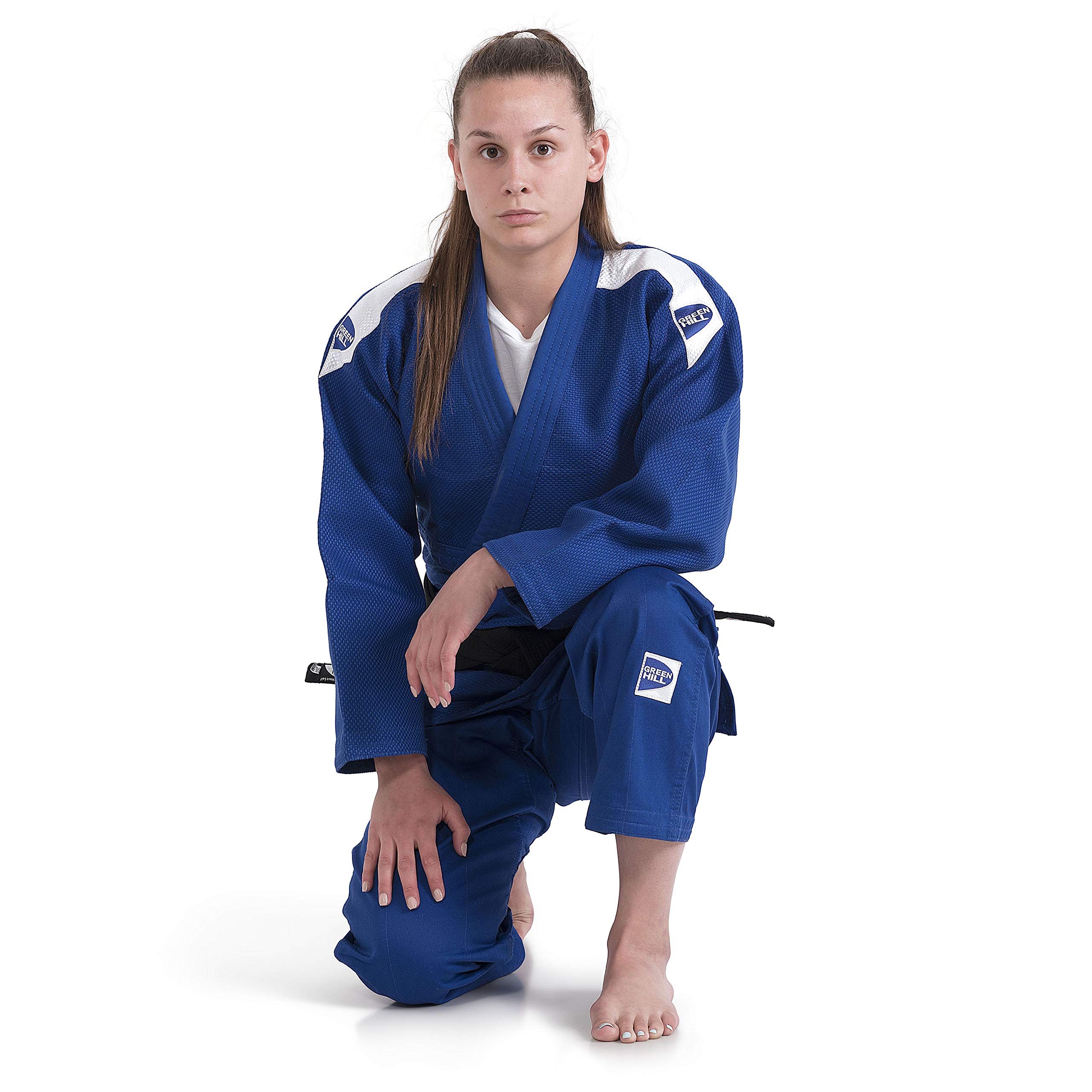 Judogi Green Hill Bianco E Blu Omologato IJF - Kimono Da Judo Unisex In Cotone, 750 G/m2 - Foto 3