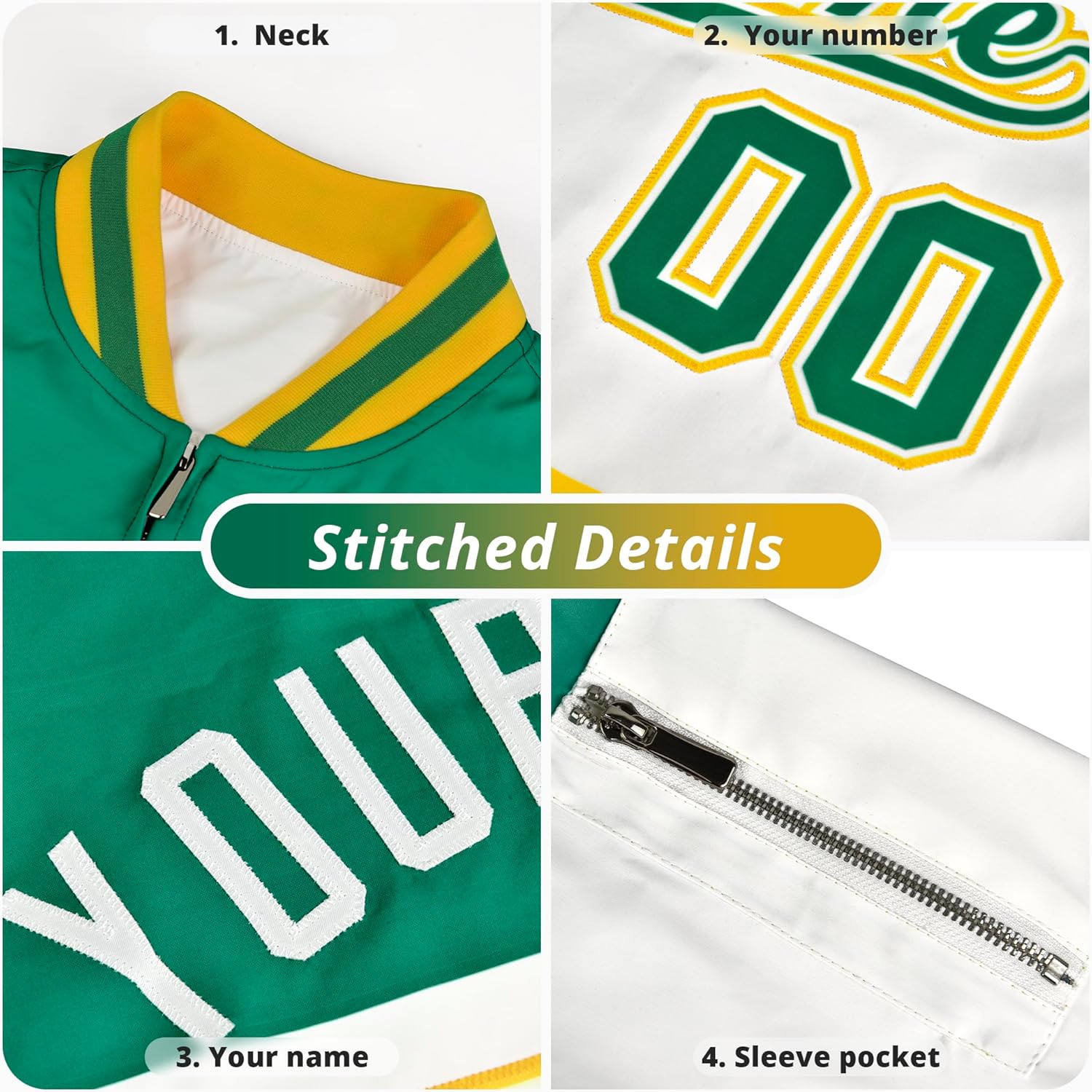 Custom Men Varsity Baseball Jacket Stitched Team Number Personalized Bomber Jacket Hip Hop Full-Zip Coat