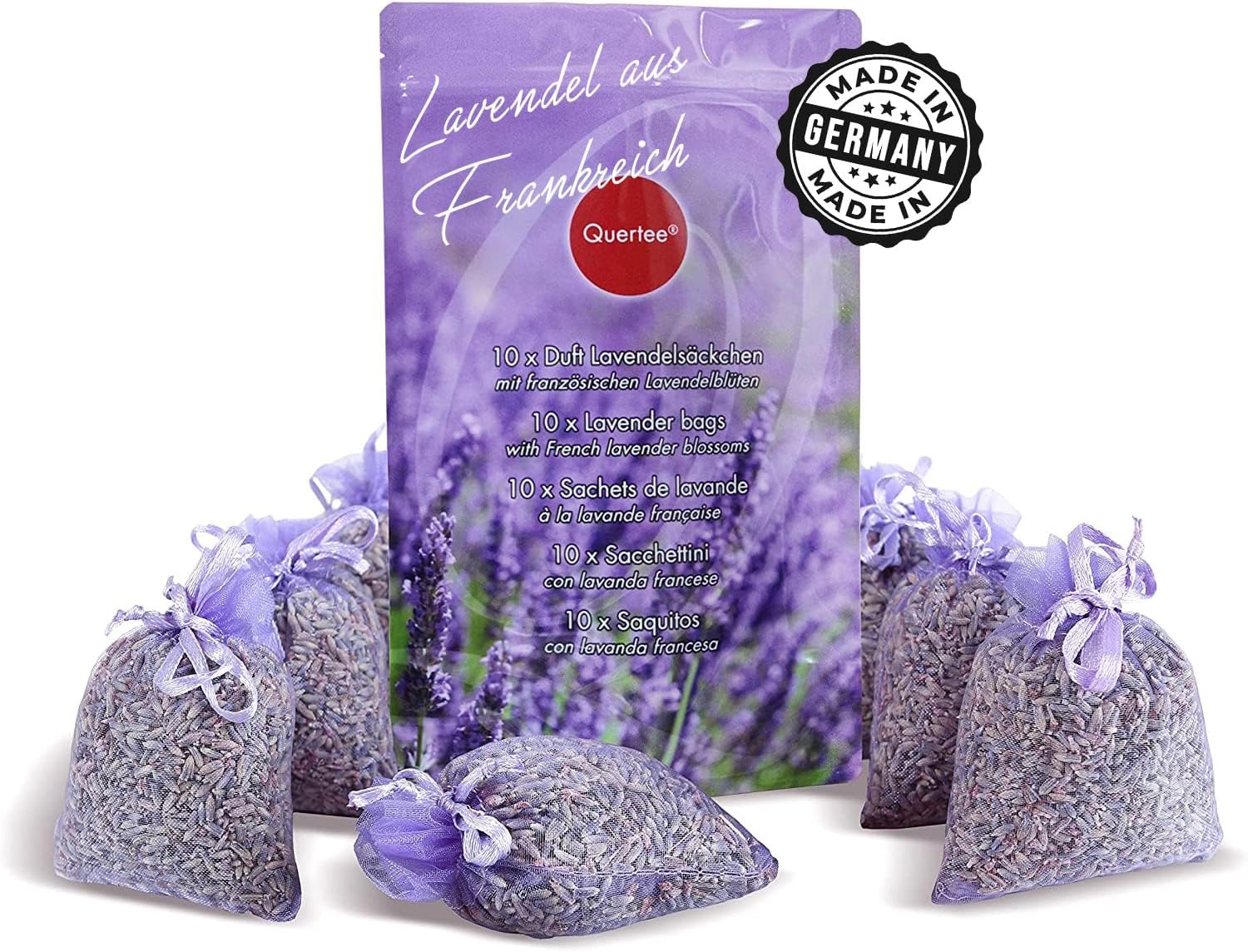 Quertee 10 sachets de lavande sachets parfumés avec des fleurs de