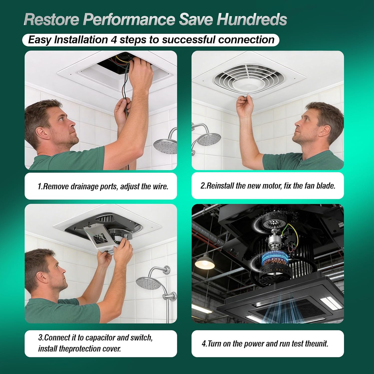 99080556 S99080556 Bathroom Exhaust Fan Motor Replacement – Compatible with Broan NuTone QTX100HL QTX110HL QTX110HFLT QTXN100HL QTXN110HL QTXN110HFLT – Replaces Part 99080556, 120V Motor Assembly