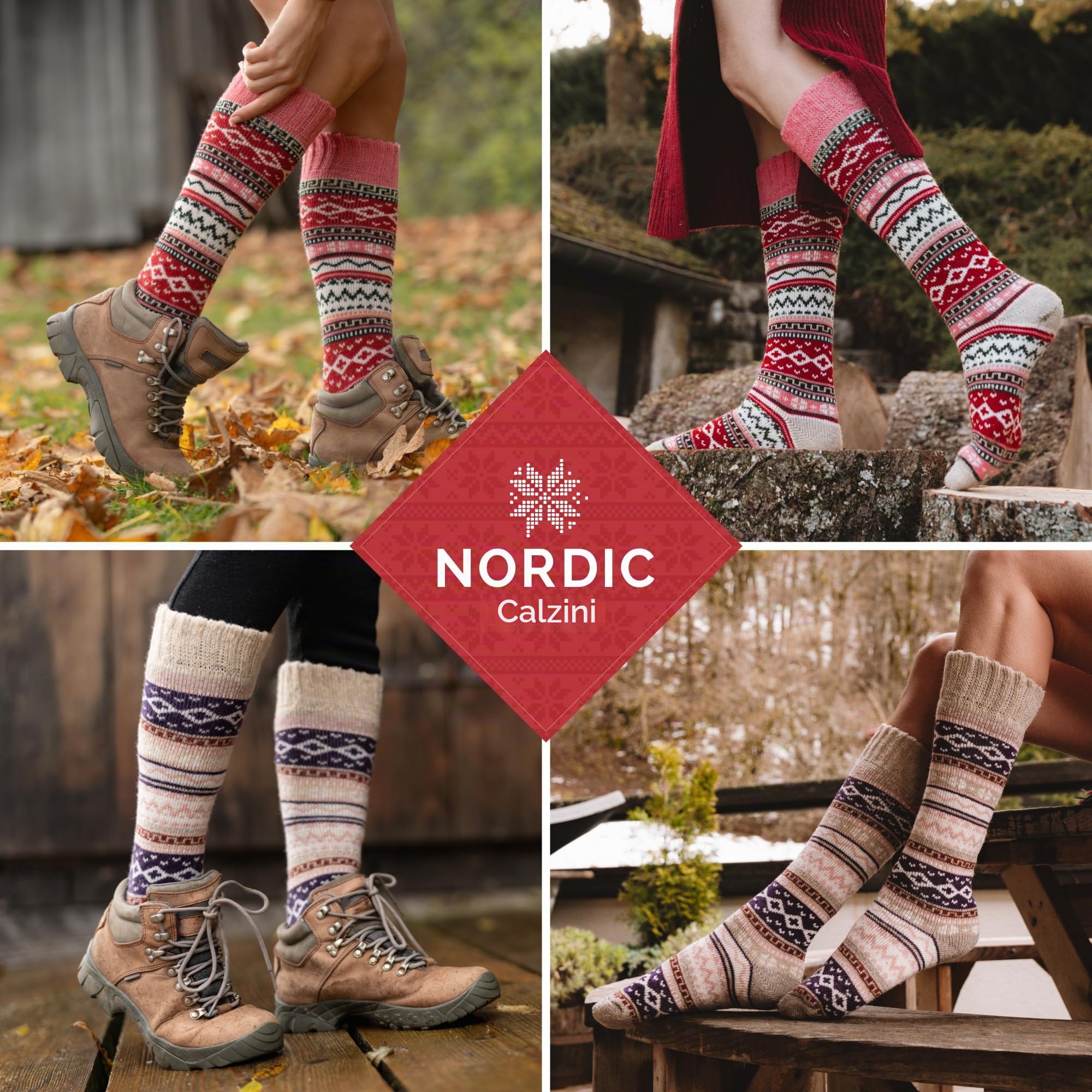 NORDIC Socks Calze Calde al Ginocchio Lana Merino 2 paia | Calde, Traspiranti, Assorbono l'Umidità, Antiodore