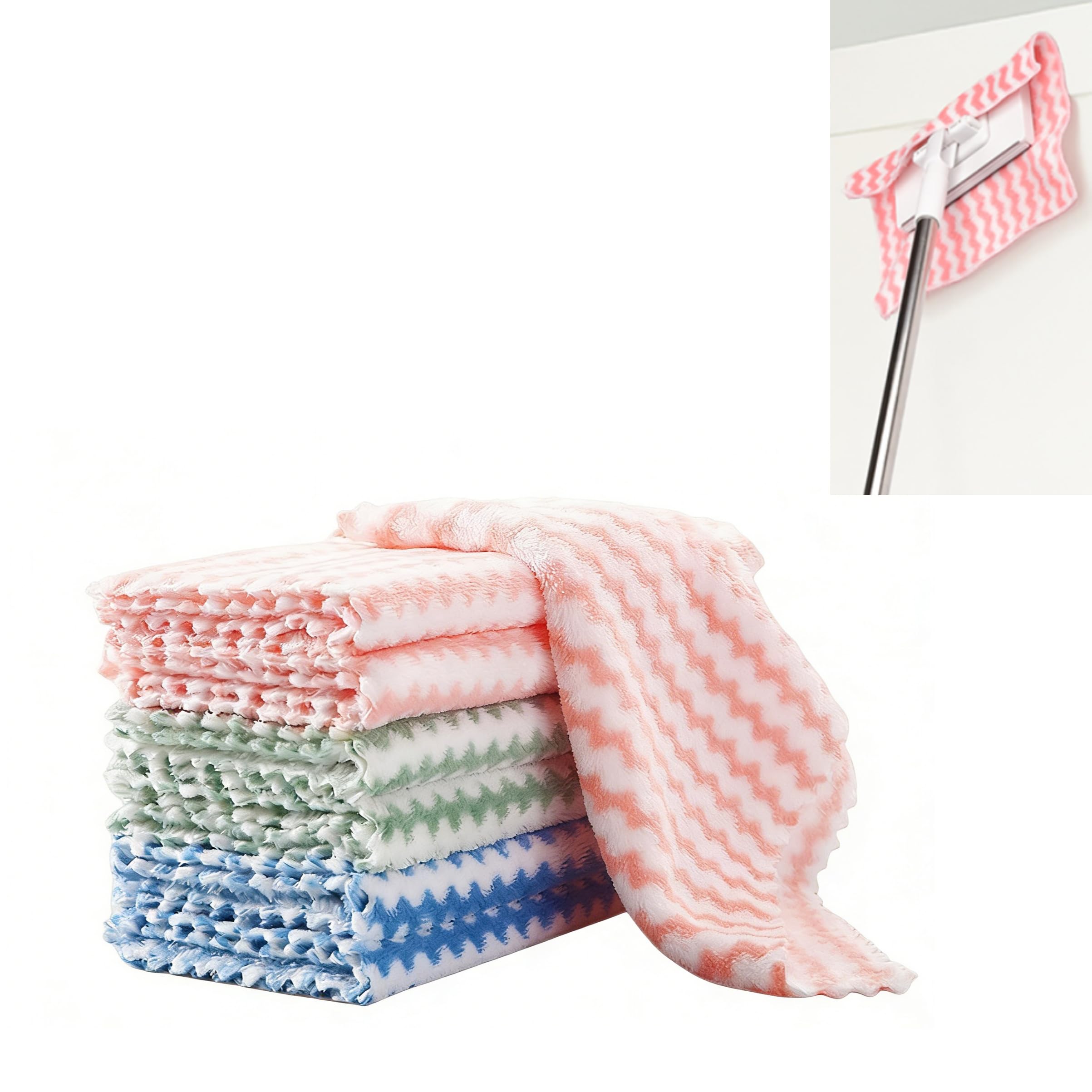 20 Count Replacement Cloths for Snap Grip Mini Mop, Wet and Dry Cleaning Pads for Cabinet, Wall, Window and Floor Cleaning, Reusable Washable Microfiber Refill, 8" x 6"