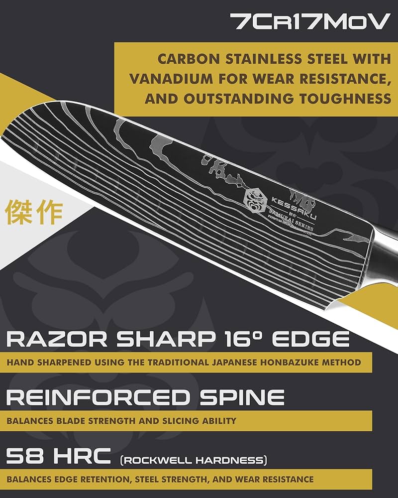 Amazon.com: KESSAKU Santoku Knife - 7 inch - Samurai Series