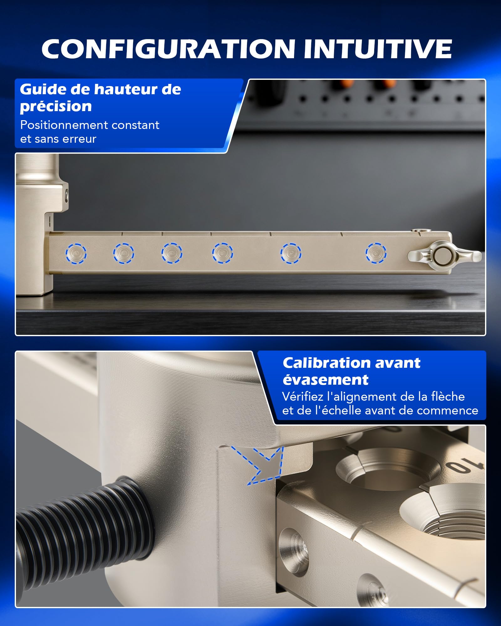 Orion Motor Tech Coffret Dudgeonnière HVAC, Limiteur de Hauteur Magnétique 1/4"-3/4" & 6-19 mm pour Collets Simples Excentriques à 45°, Kit d'Évasement avec Coupe-Tube et Ébavureur
