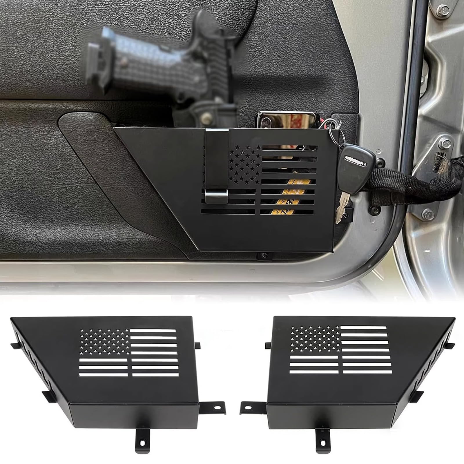 Soporte de almacenamiento de metal para puerta delantera de vehículo de carretera, diseño de bolsillo lateral para modelos de 2 y 4 puertas, SUV, planificador lateral