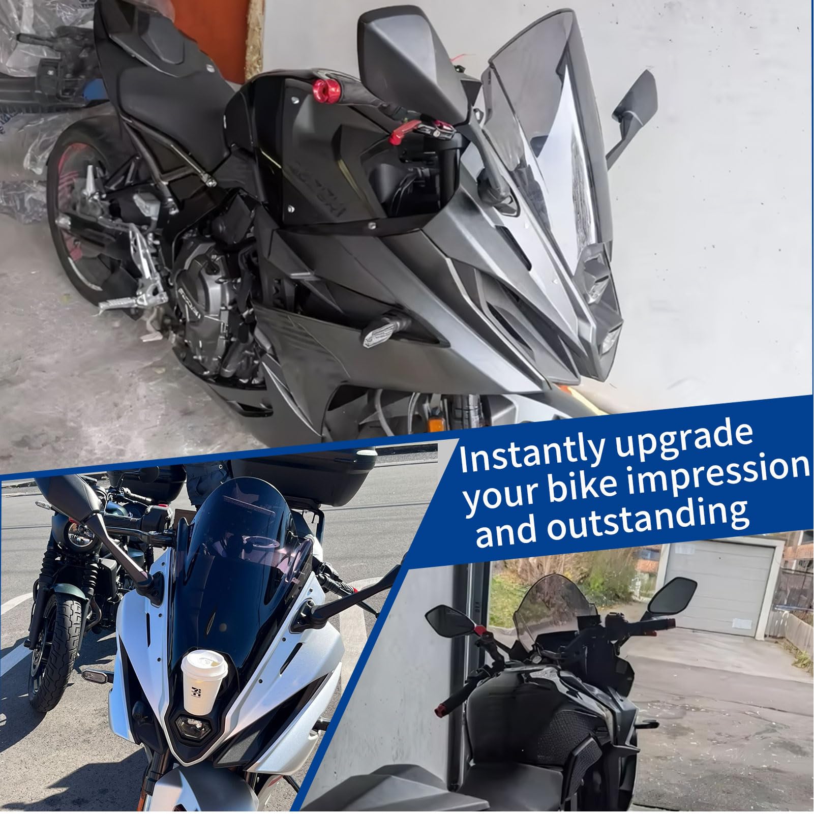 Parabrezza Per Moto Compatibile Con GSX 8R GSX-8R 2024-2025, Carenatura Anteriore, Deflettore Antivento, Visiera In Policarbonato (Fumo Nero)
