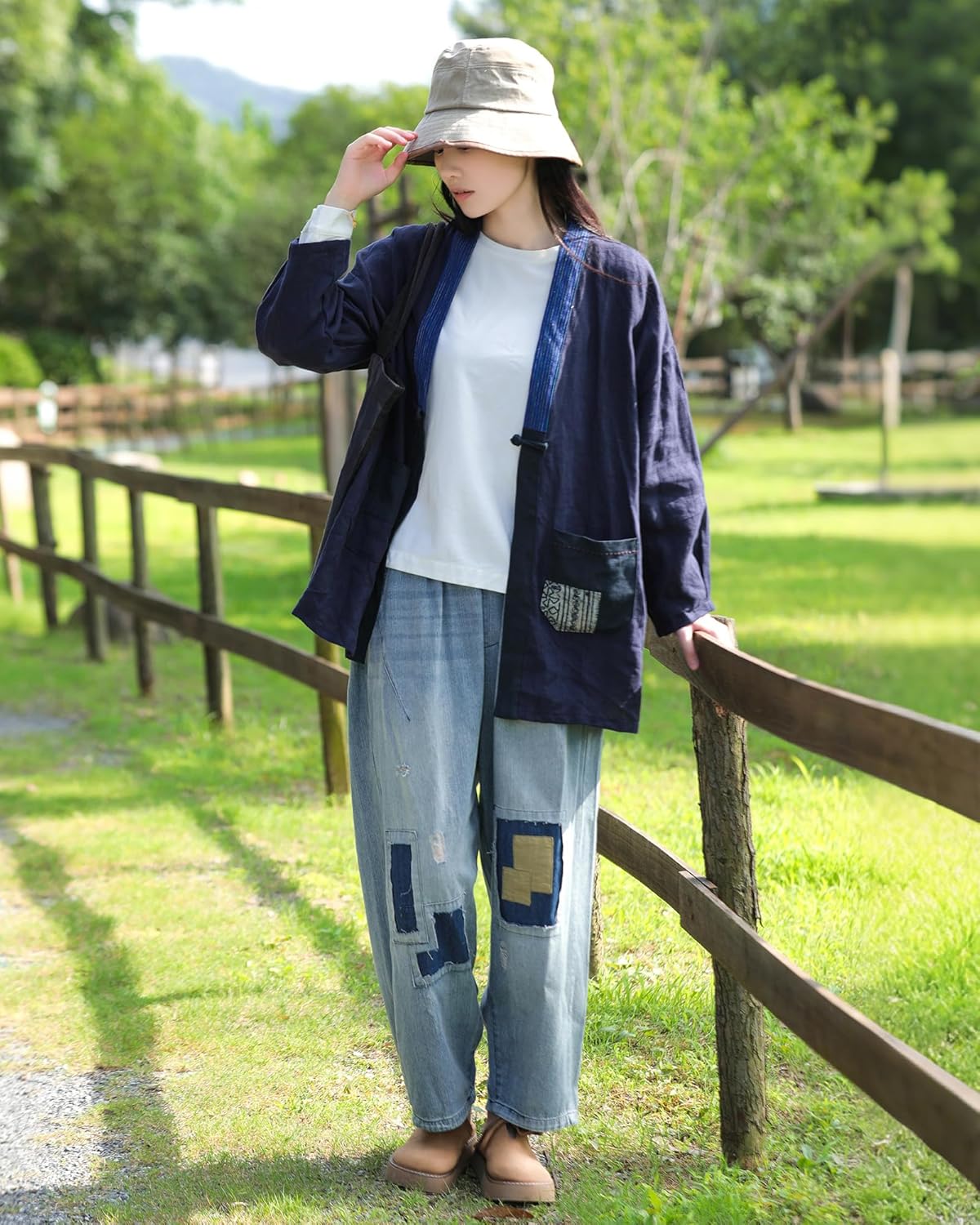 Women's 100% Linen Kimono Cardigan Coat Long Sleeve Lightweight Cover Up Loose Fit Boho Chic Jacket with Pockets