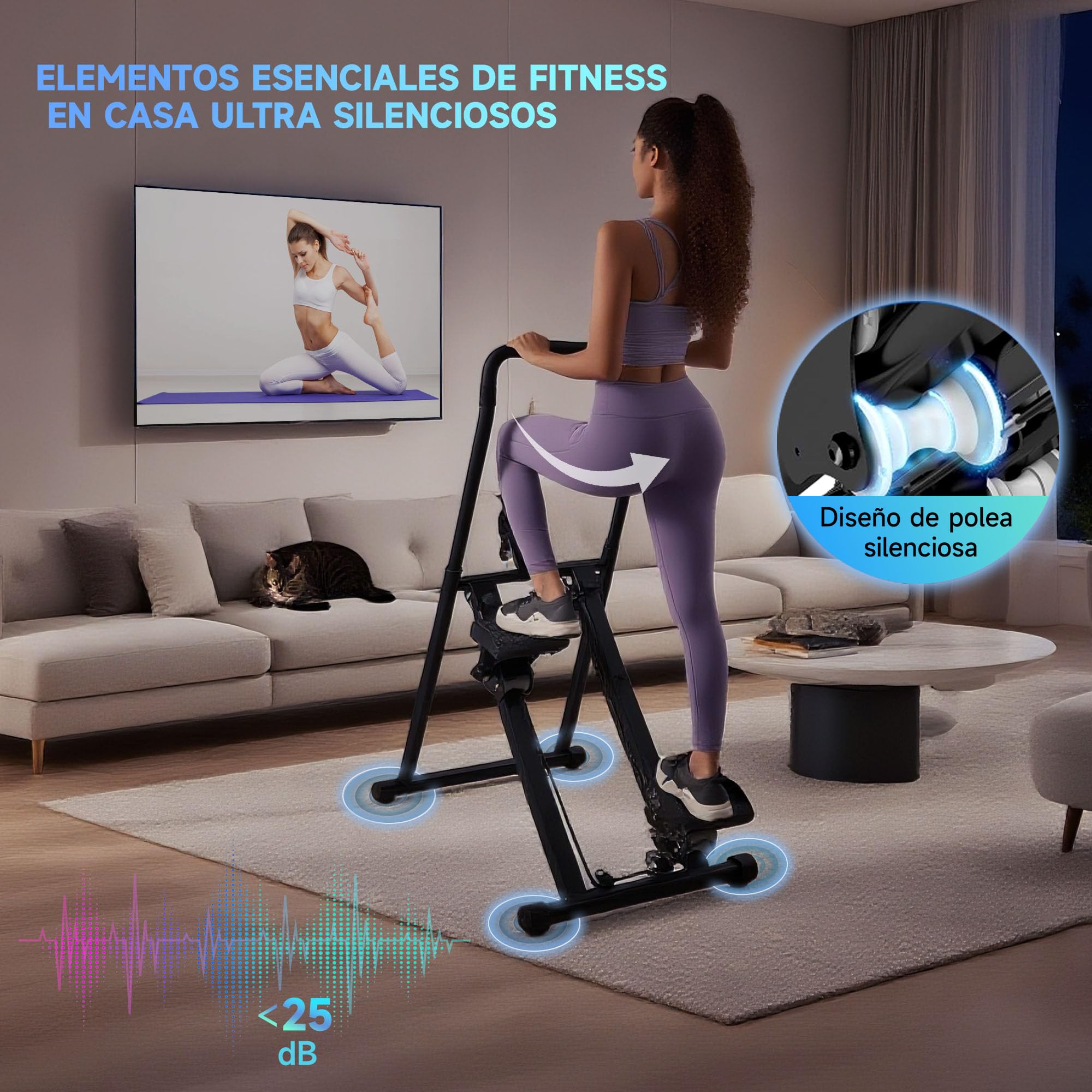 Escalador de Fitness Plegable, Capacidad 150 kg, Stepper Vertical Plegable para Gimnasio con Pantalla LCD con Manillar y Pedales Antideslizantes, Escalador de Fitness para Entrenamiento en Casa