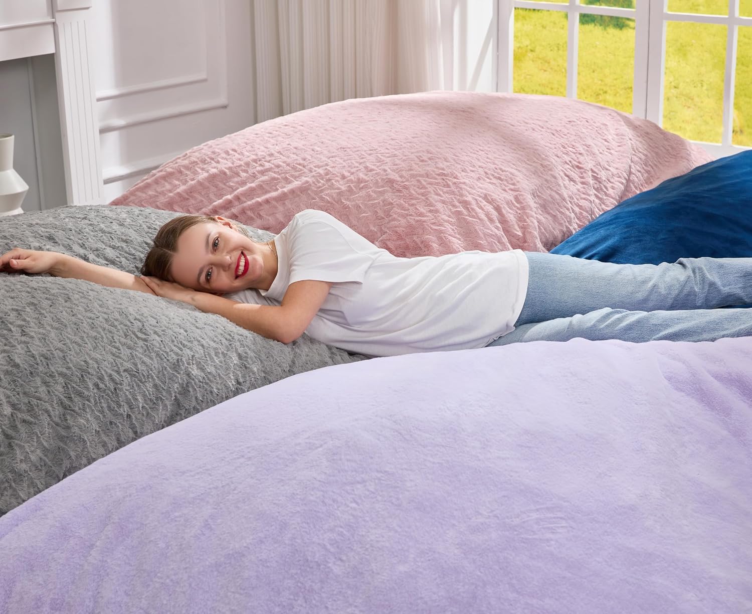 Hobestluk Adult Bean Bag Chair 3 in 1 Convertible Large Bean Bag Sofa image 2