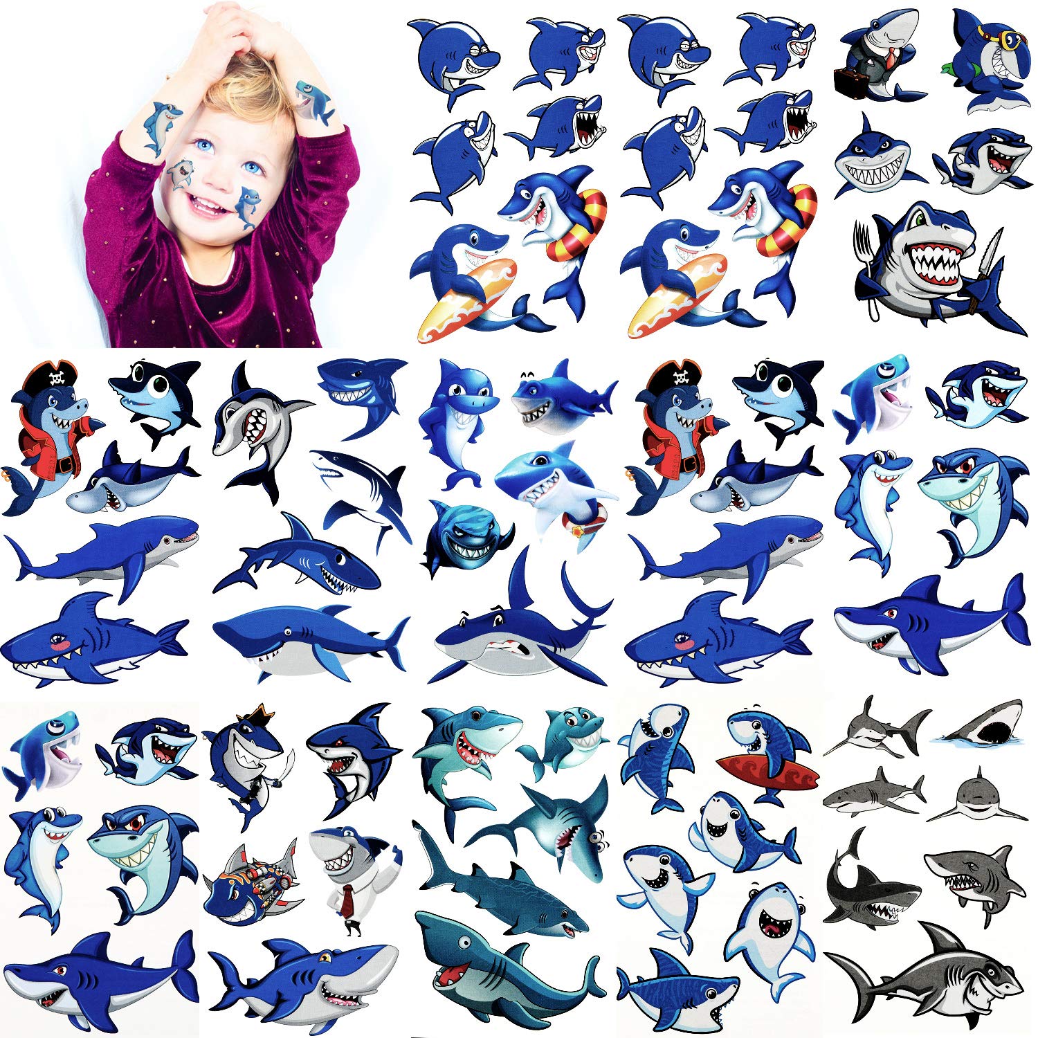 Buy 216 Pieces Shark Temporary Tattoos Shark Tattoo Body Stickers Ocean