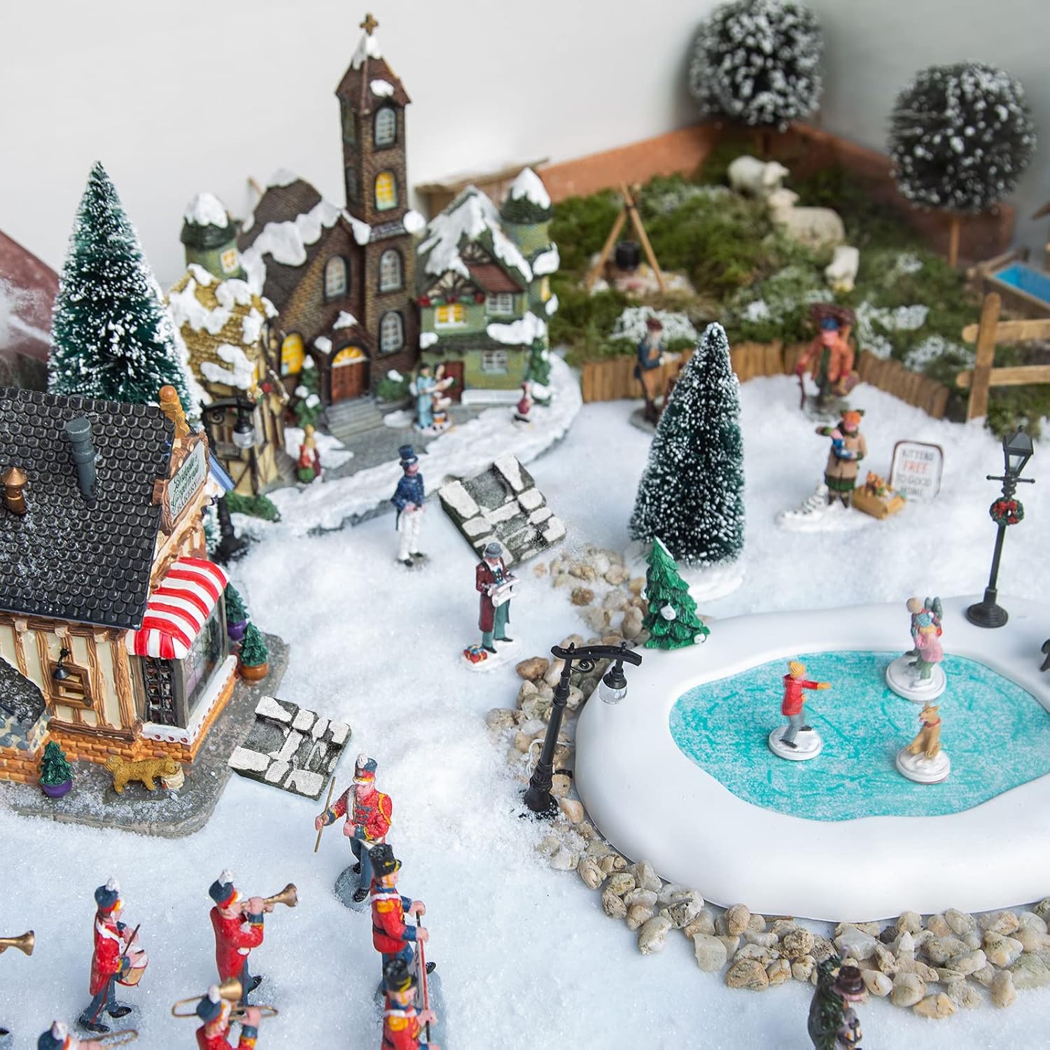 Geelin 2 Pcs Miniature Stone Steps Christmas Village Staircase with Snow