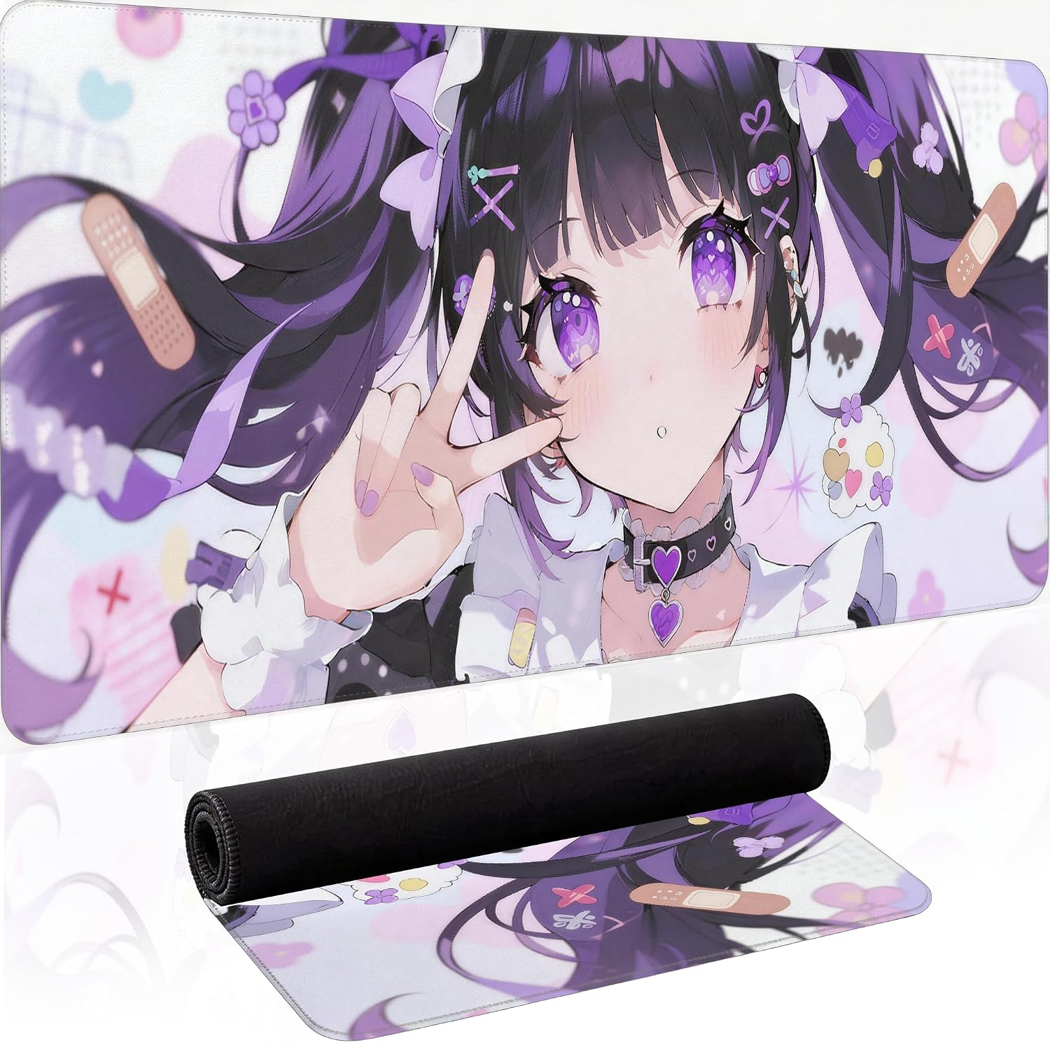 Kawaii XL Desk Mat 31.5 x 11.8 Inch, Anime Style Idol Girl Large Mouse Pad