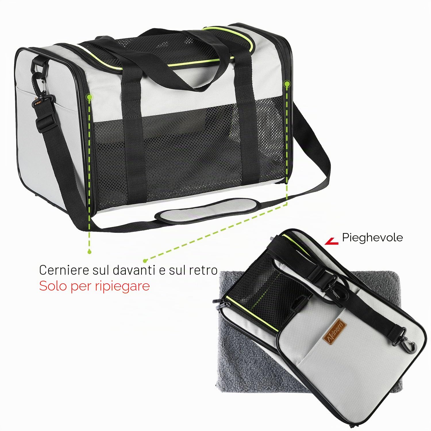 Akinerri compagnia aerea approvato Pet Carriers, morbido lato pieghevole Pet Travel Carrier for Medium cucciolo e gatti