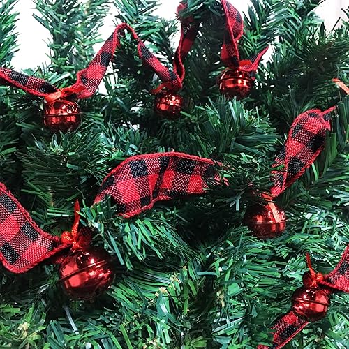 Miniatura 3 de Jishi Guirnalda de árbol de Navidad, 6 yardas, rústica, cascabel, búfalo, a cuadros, decoración de árbol de Navidad, decoración de casa de campo,