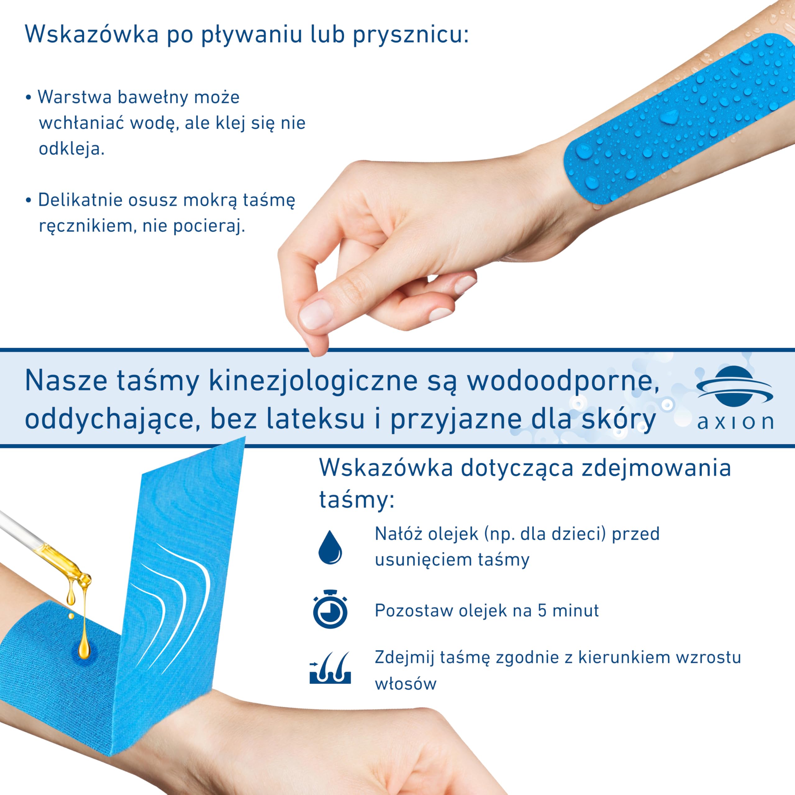 Taśmy do kinesiotapingu tejpy plastry kinezjologiczne tape- na mięśnie, plecy, kolano- niebieskie, 5m x 5cm
