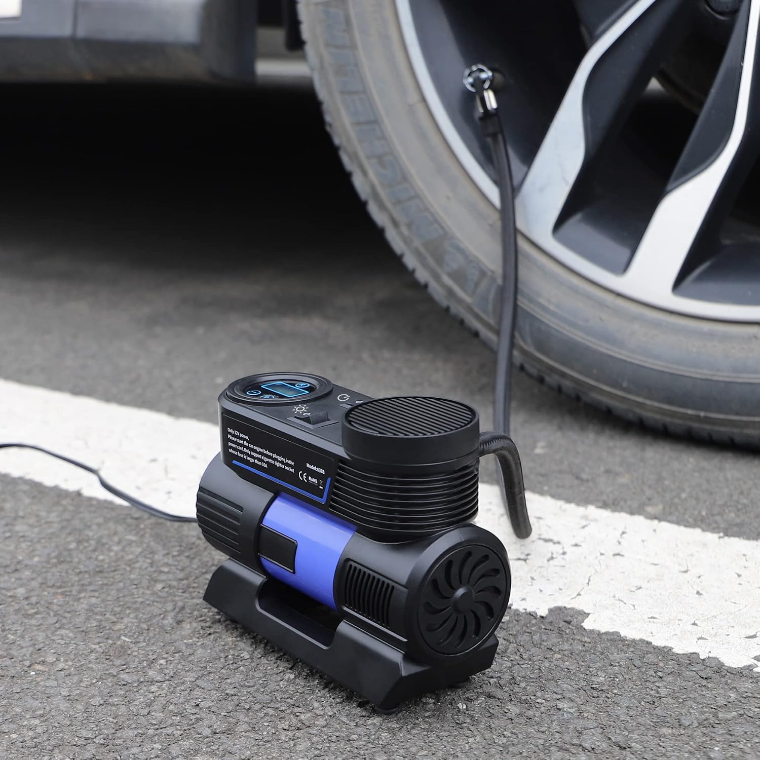 12V DC Portable Air Compressor Tire Inflator with Digital Pressure Gauge, Auto-Shut Off, LED Light, New Pattern Air Pump for Car Tires, Motorcycle, Bike, Basketball and More