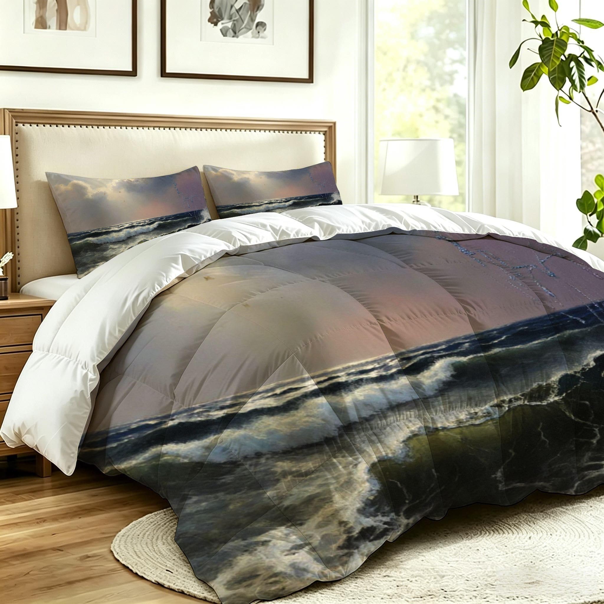 Edredón Cama 180, 240x260 cm, Olas Grises, DQ264