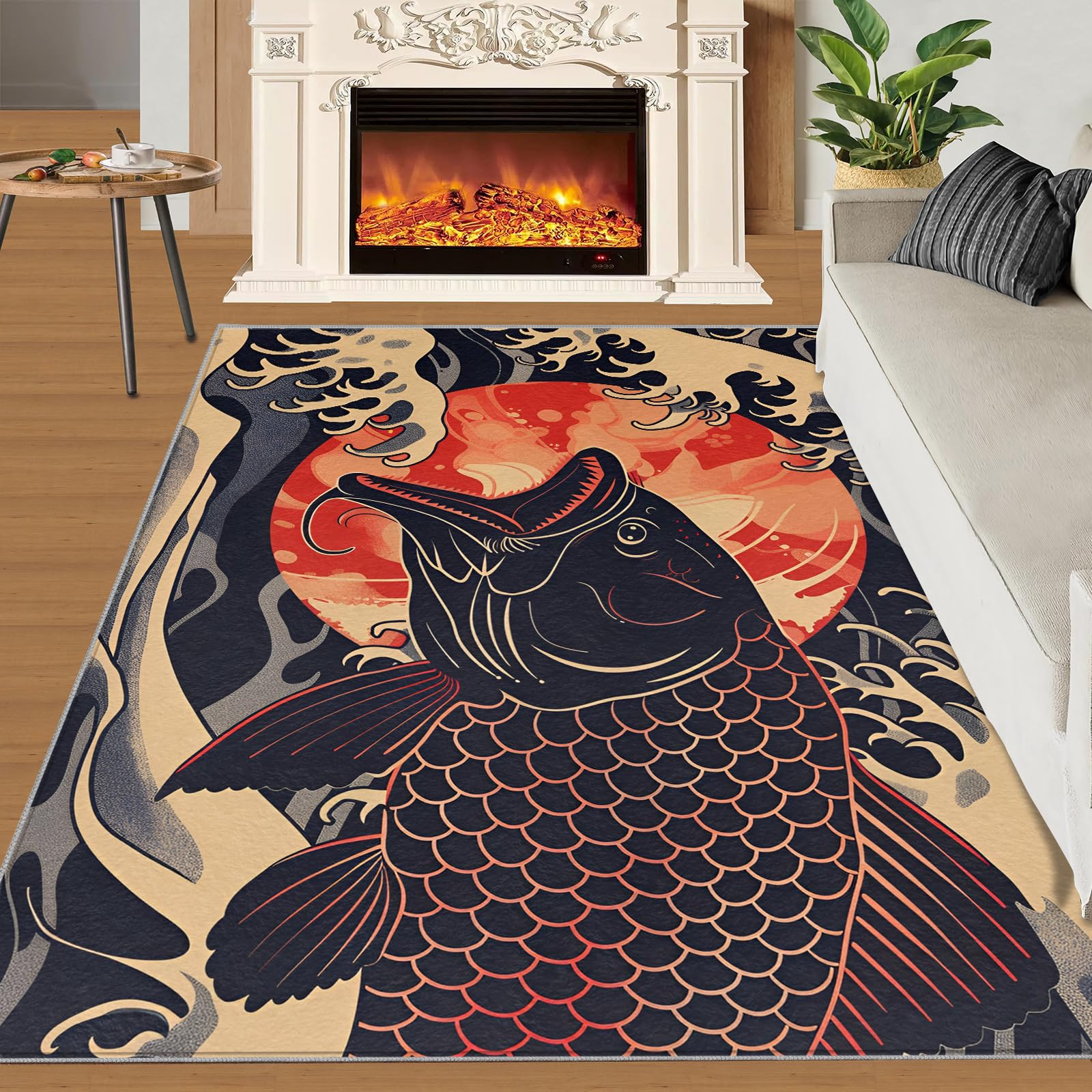 Amazon.com: Japanese Ukiyoe Rugs for Living Room, Oriental