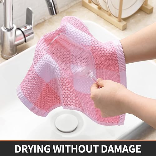 Miniatura 3 de Homaxy - Paños de cocina de 100% algodón, de punto gofre, a cuadros, muy suaves y absorbentes, de secado rápido, trapos para platos