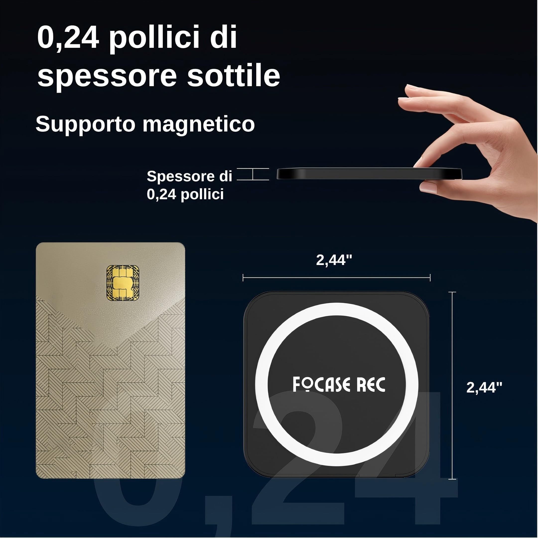 Mini Registratore Vocale IA con Trascrizione: Sottile 6 mm, Trascrivi e Riassumi, Registratore Audio Magnetico per Smartphone, Riunioni, Lezioni, Interviste