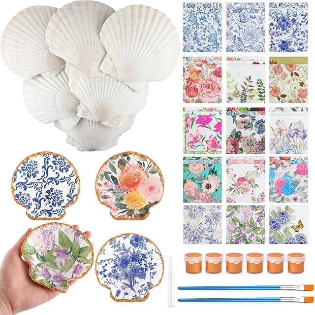 40 Set Scallop Shells for Crafts 4''-5'' White Natural Shells Bulk with ...