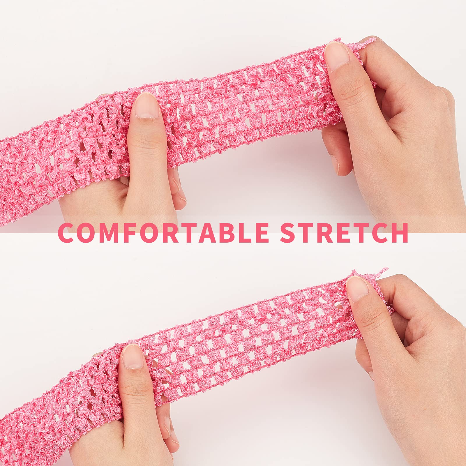 GORGECRAFT Elastic Crochet Headband Ribbon - 5.5 Yards, 1.7" Wide, Light Pink, For DIY Crafts - View #2
