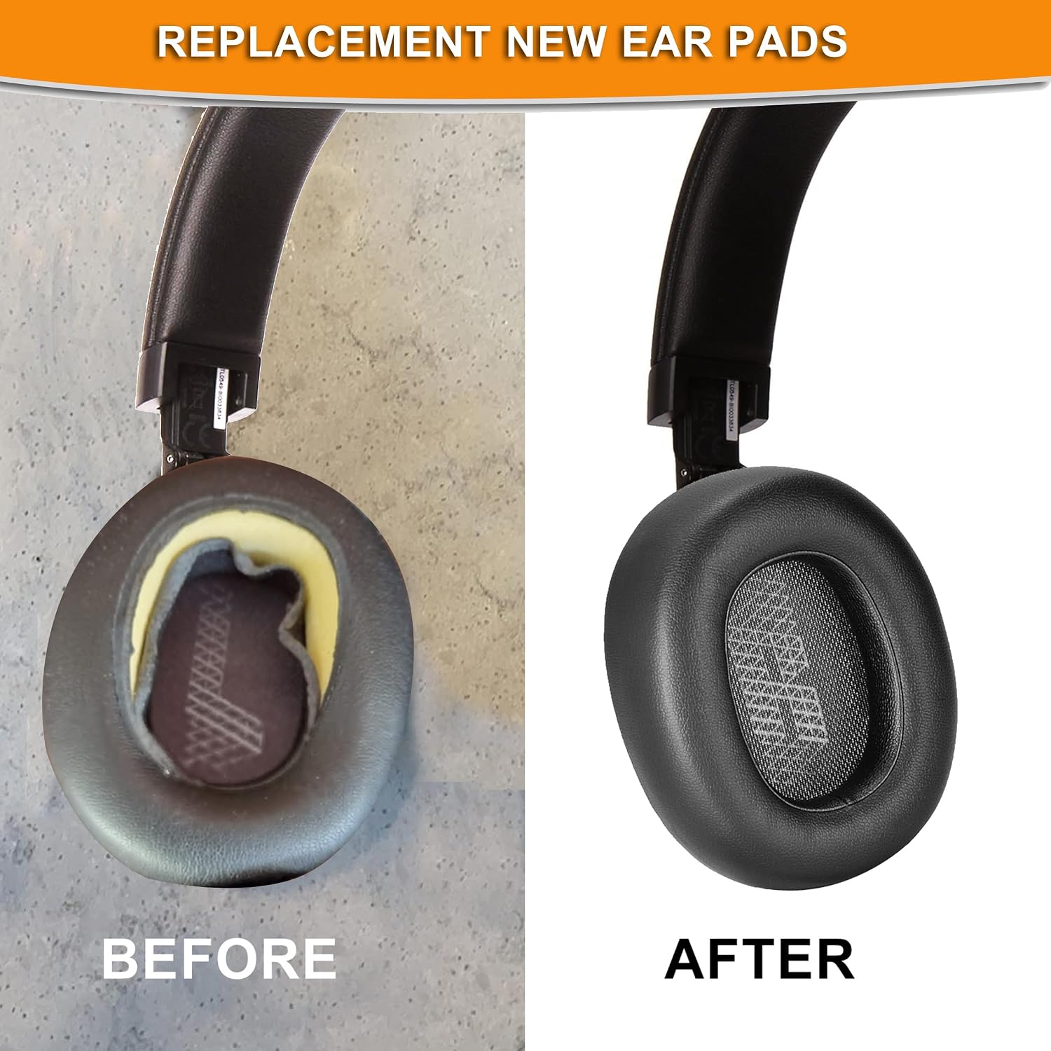 Live 650 BTNC E65BTNC Ear Cushion Memory Foam Ear Pads Replacement Compatible with JBL E65 E65BTNC / Duet NC/Live 650BTNC Live 660 BTNC Headphones (Black)