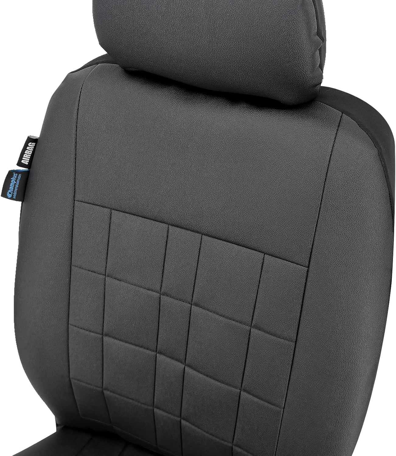 Champlus Car Seat Covers, Premium Leather Ultra Comfort and Thick 2 Front Seat Covers, Universal Fit Automotive Sedan Cars, SUVs, Trucks, Mini Vans, Airbag Compatible, Easy to Install