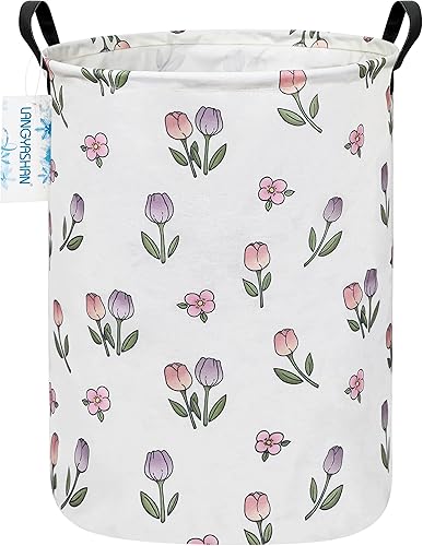 Miniatura 52 de LANGYASHAN Contenedor de almacenamiento, cesta organizadora plegable de tela de lona para ropa sucia, contenedores de juguetes, cestas de regalo, Un