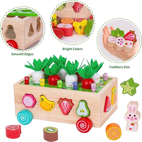 Miniatura 13 de Juguetes Montessori de madera educativos para bebés niños y niñas de 1, 2, 3 años, juguetes de clasificación de formas para el primer cumpleaños