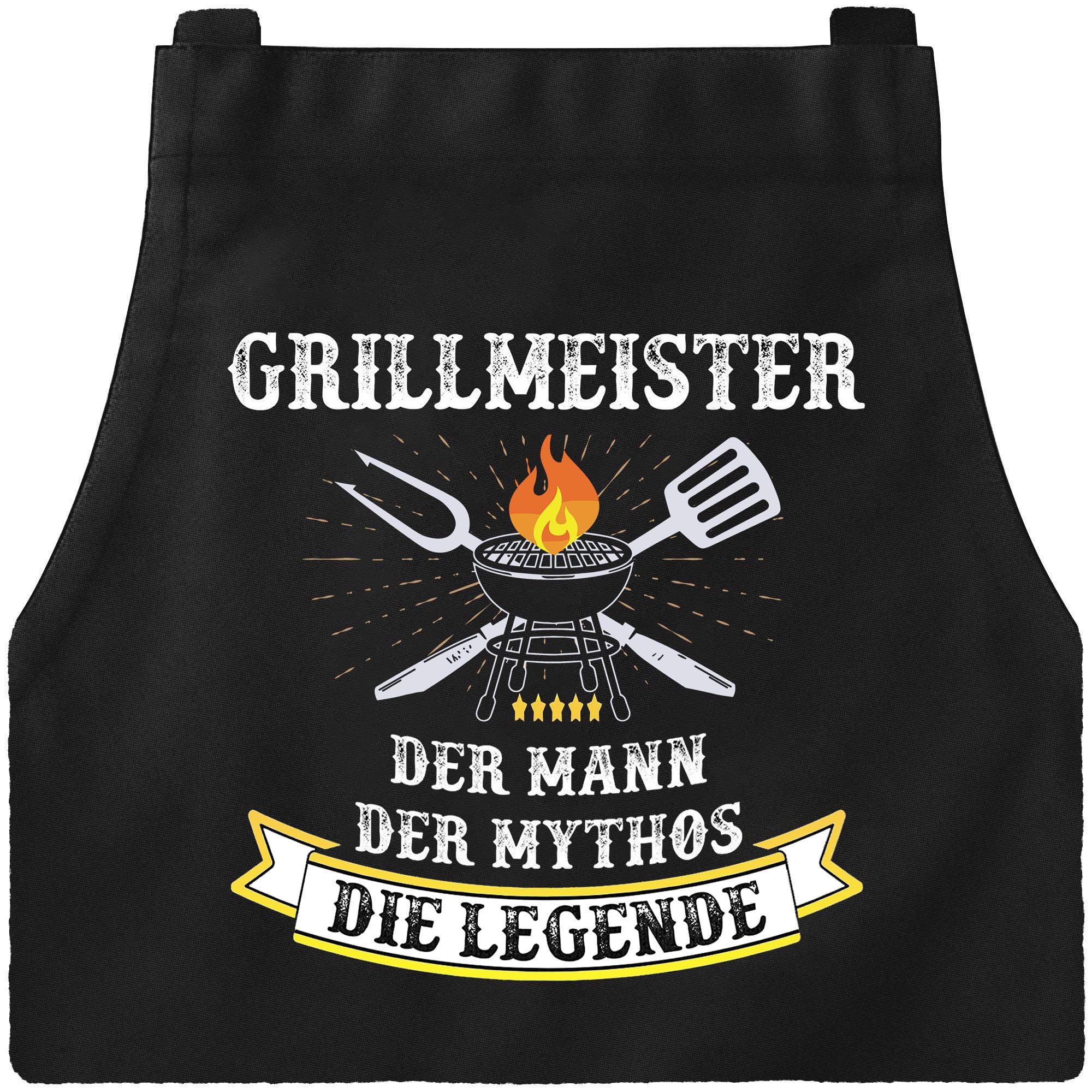 DXDXDXD Grillschürze für Männer Kochschürze Herren Lustig, mit 4 Taschen Grillen Geschenk BBQ Schürze Küchenschürze Schwarz Schürzen, GRILLMEISTER der Mann der Mythos die Legende