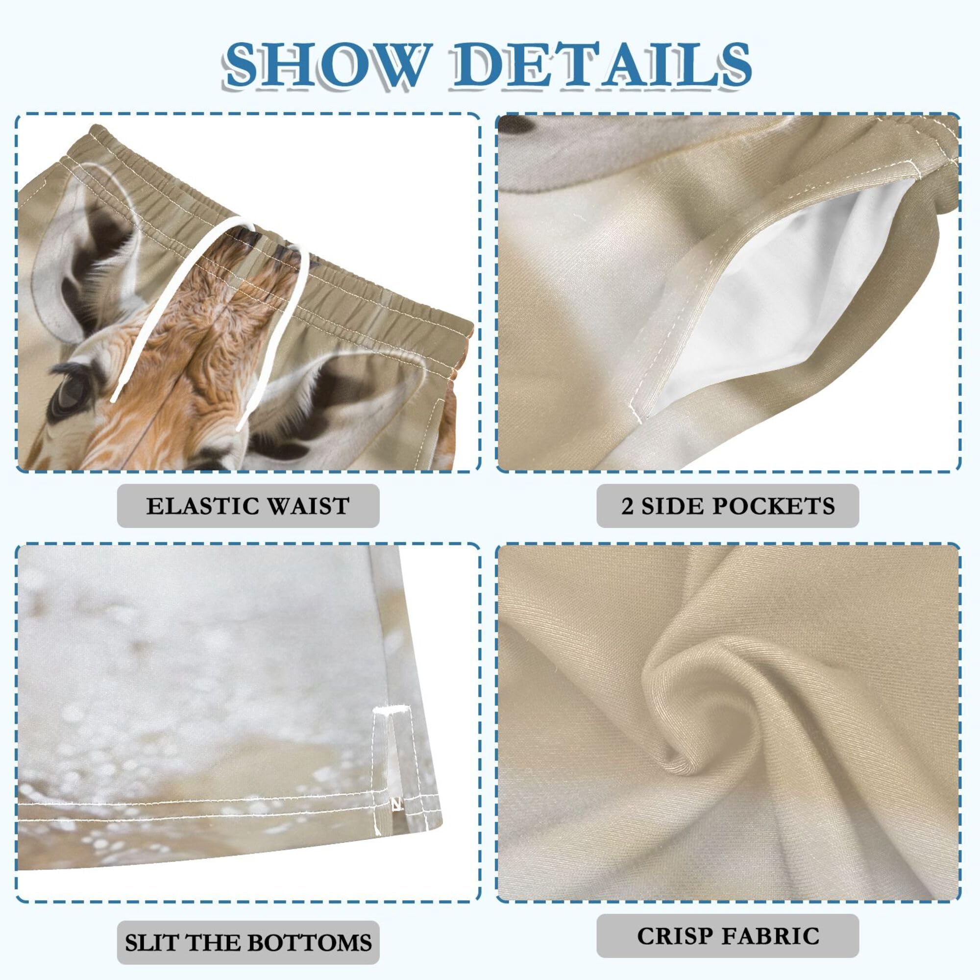 YYZZH Cute Giraffe Baby in Tub Boy Casual Shorts Athletic Shorts Pants with Pockets Multi