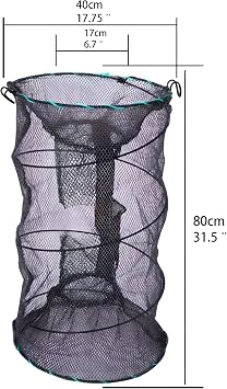 Portable Collapsible Crab Traps, Foldable Crabbing Nets for Lobster, Shrimp, Carp, Crayfish, Galvanized Steel Wire, Polyethylene Mesh