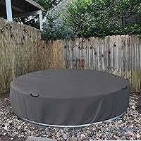 Vista 5 de Bitubi Cubierta redonda de acero de 8 pies para piscina, mejorada a cobertura completa para evitar el óxido y el envejecimiento (gris)