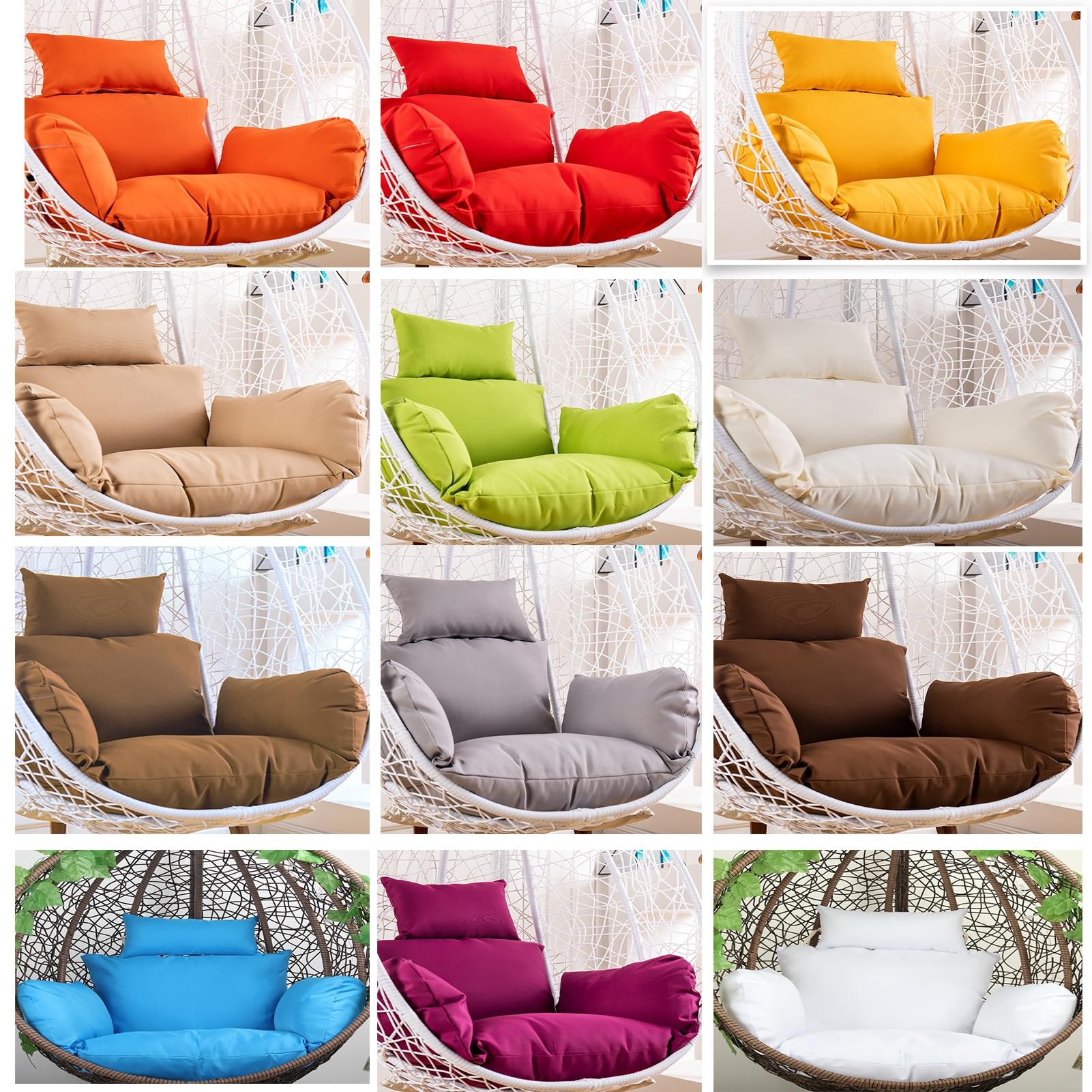 Genérico Funda De Repuesto para Cojín De Silla Colgante De Exterior,Lavable Y Gruesa, para Mecedora,para Cesta De Columpio Y Cojín Colgante De Ratán,Cesta Colgante Funda De Cojín,Light Grey