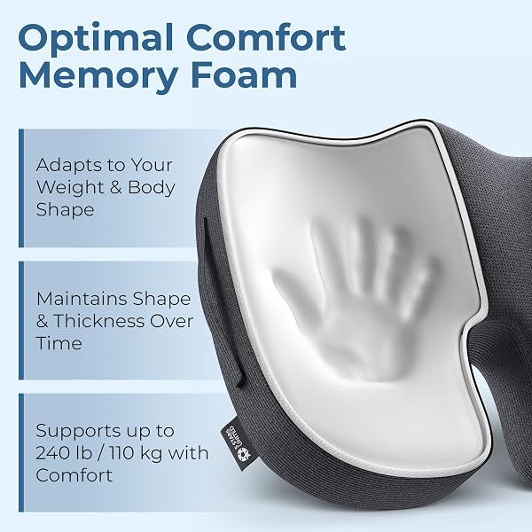 5 STARS UNITED Seat Cushion - Memory Foam Chair Cushion for Tailbone Pain Relief - Ergonomic Support for Coccyx, Sciatica & Butt - Office, Desk & Gaming Chair, Car Seat, Wheelchair, Airplane, Black - 4